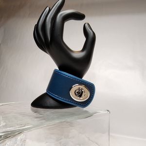 NWT Coach Navy Blue Leather Cuff Bracelet
